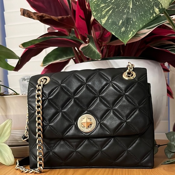 🚨SOLD ELSEWHERE🚨Kate Spade New York Black Quilted Shoulder Bag with Gold Chain - Picture 3 of 14